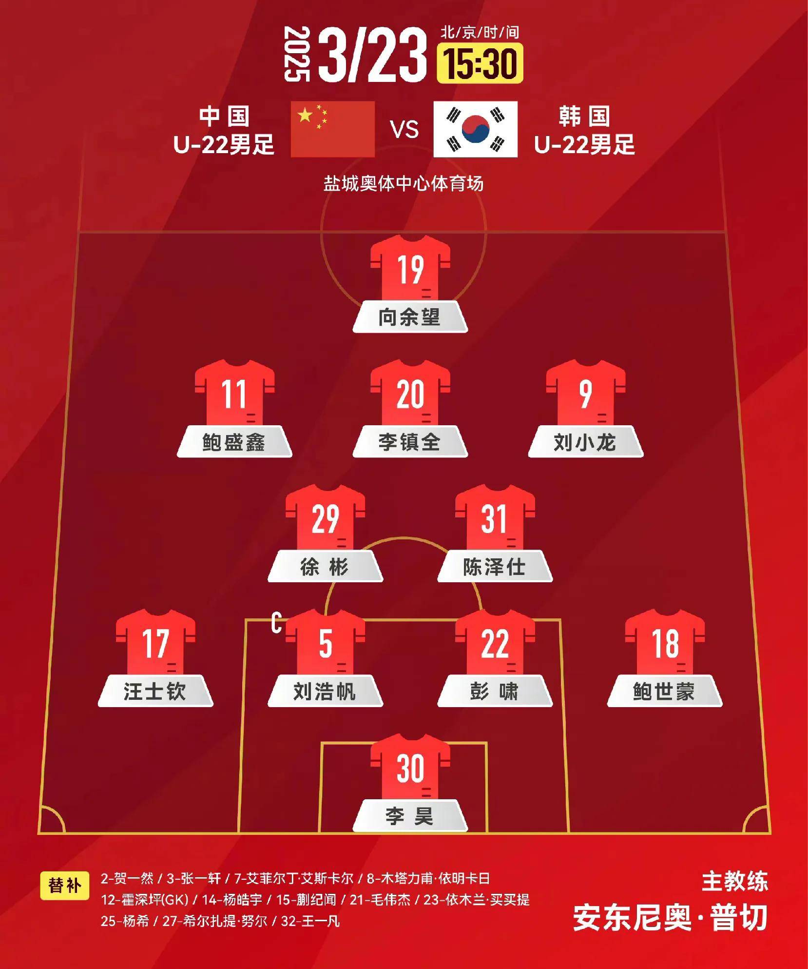 河南vs海港首发：蒯纪闻、蒋光太先发王上源、黄紫昌出战